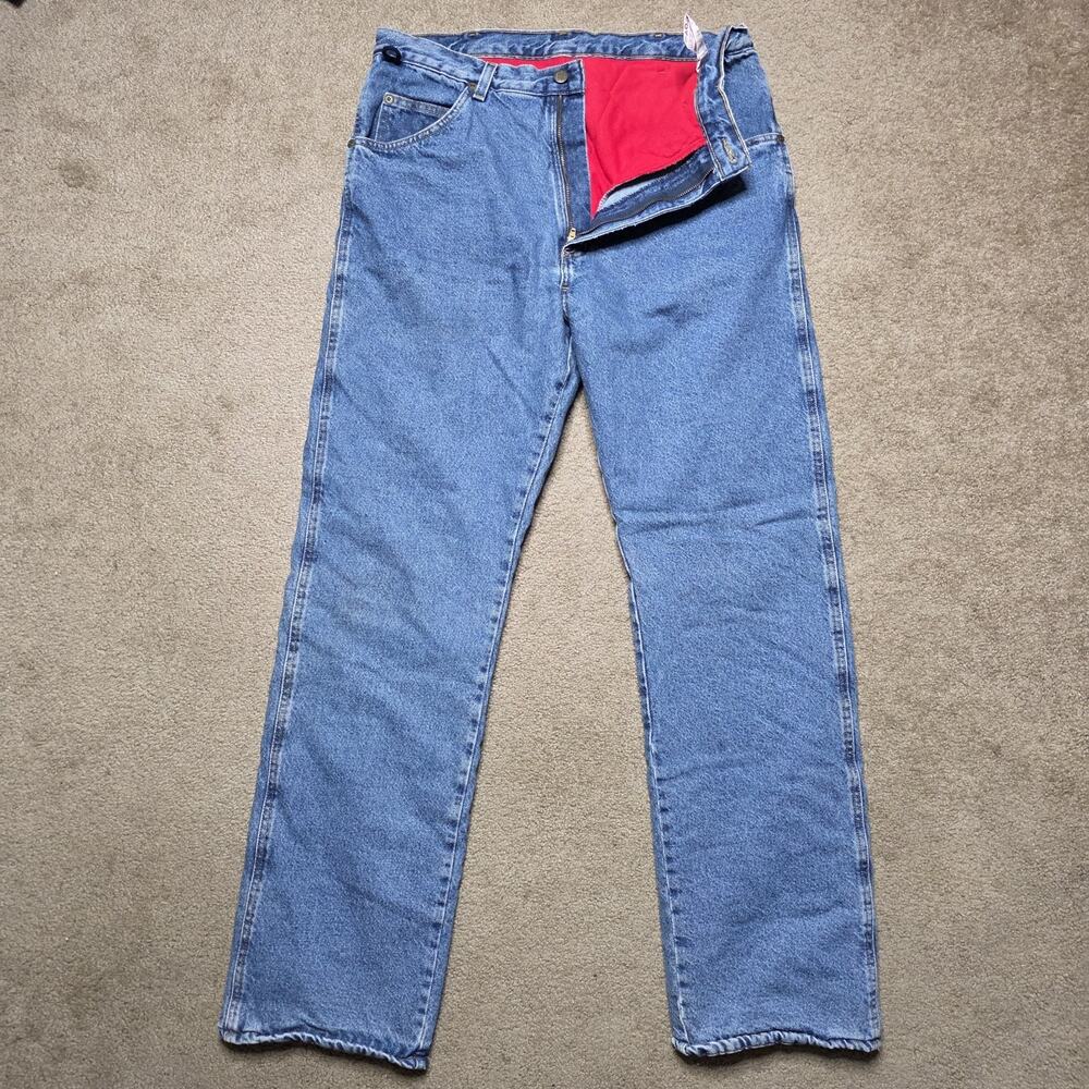 Vintage Wrangler Red Fleece Lined Jeans Mens 34x33.5 USA Western